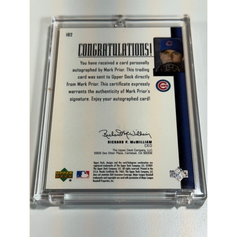 Mark Prior 2001 Upper‎ Deck Prospect Premieres /1000 #102 Rookie Auto RC - Picture 5 of 7